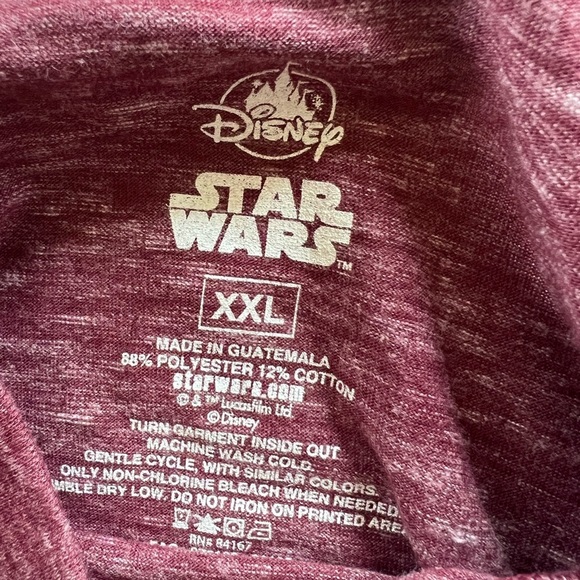 Disney men’s Star Wars crewneck T-shirt XXL NWT. Burgundy and white - Picture 7 of 10